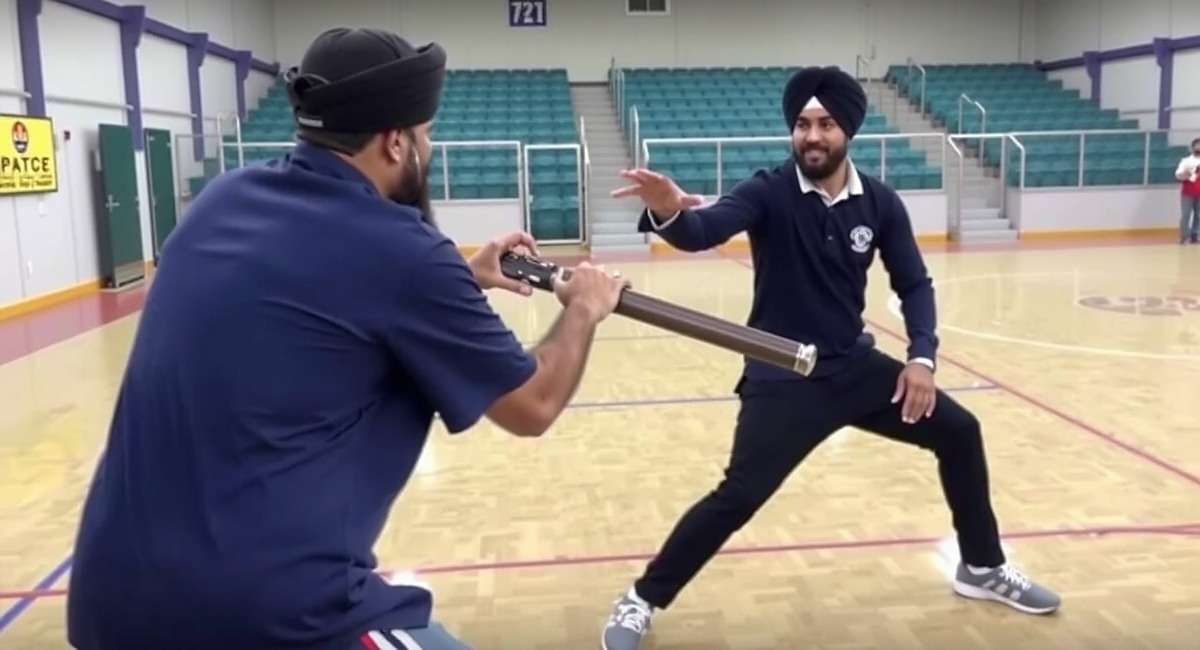 Mace Marvelous Sikh Gatka Training Mode Mace Marvelous Sikh training mode - Jassa Singh practicing gatka moves with a trainer