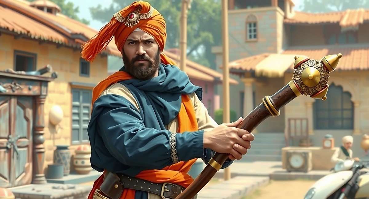 Mace Marvelous Sikh Official Cover Art Mace Marvelous Sikh official cover - Sikh warrior with traditional mace in Punjab village setting